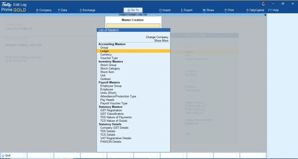 Tally मे Bill कैसे बनाए - ledger Create करने का process