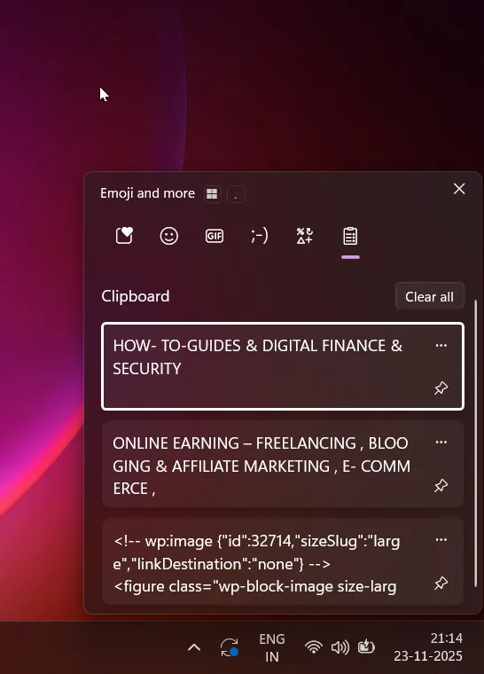 Windows 11 Hidden Features - Copy clipboard 