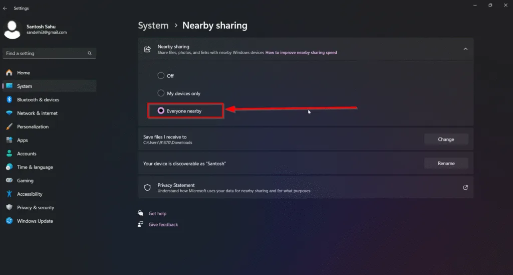 Windows 11 Hidden Features -Enable Nearbyshare 