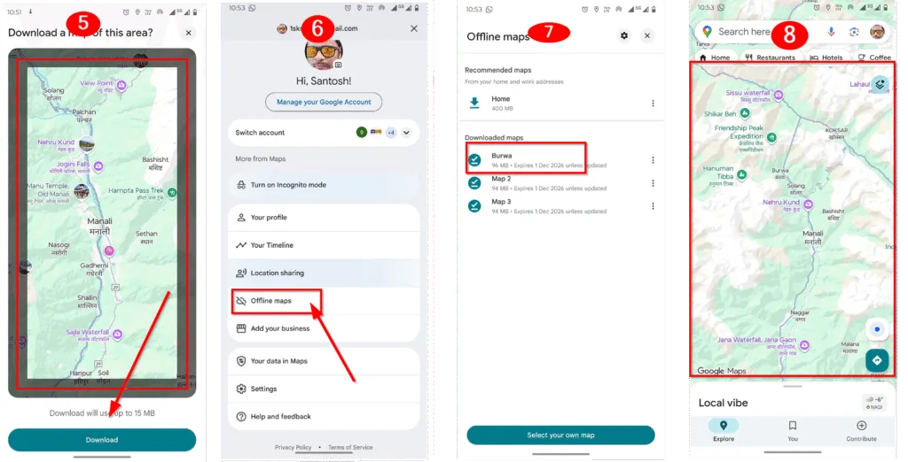 offline map download karke adjust karne ka screenshot 