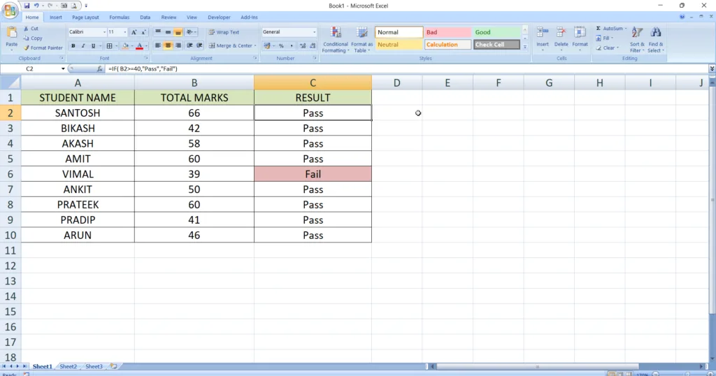MS Excel Formulas- IF function 